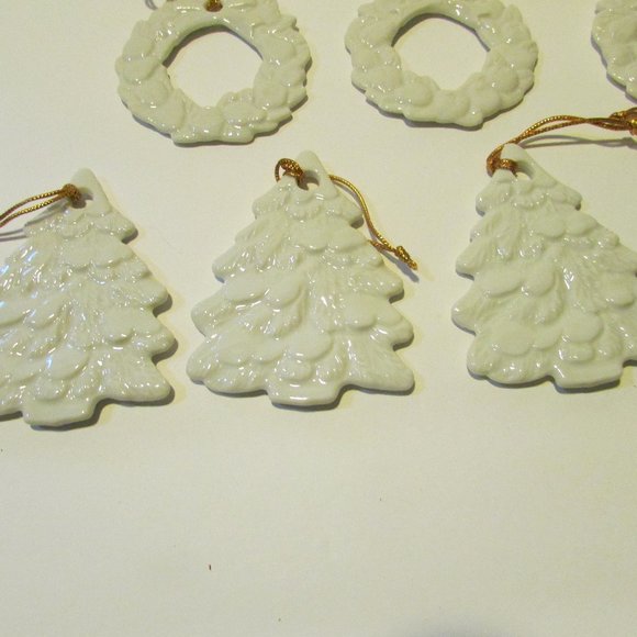 lot of 13 vintage white ornaments Santa Snowman Christmas Tree  Wreath Angel - Picture 6 of 8